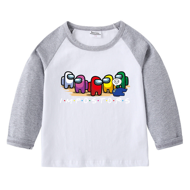 Children's round neck cartoon long sleeved shirt