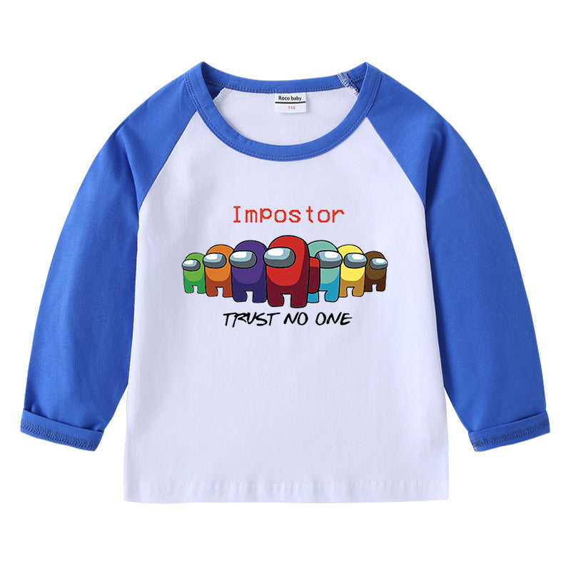 Children's T-shirt with round neck cartoon long sleeves