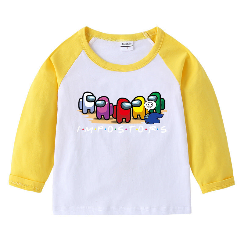 Children's round neck cartoon long sleeved shirt