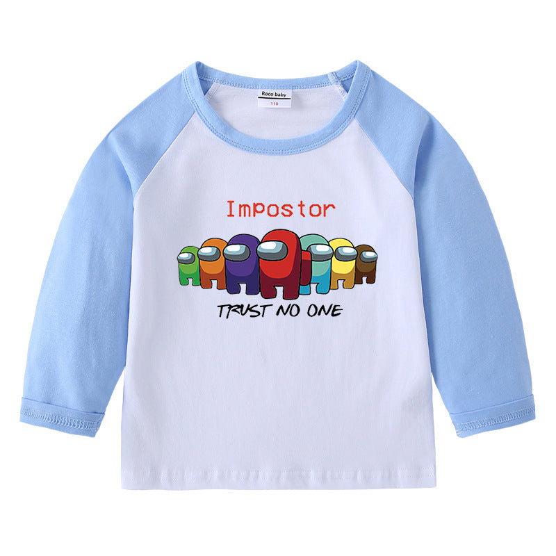 Children's T-shirt with round neck cartoon long sleeves