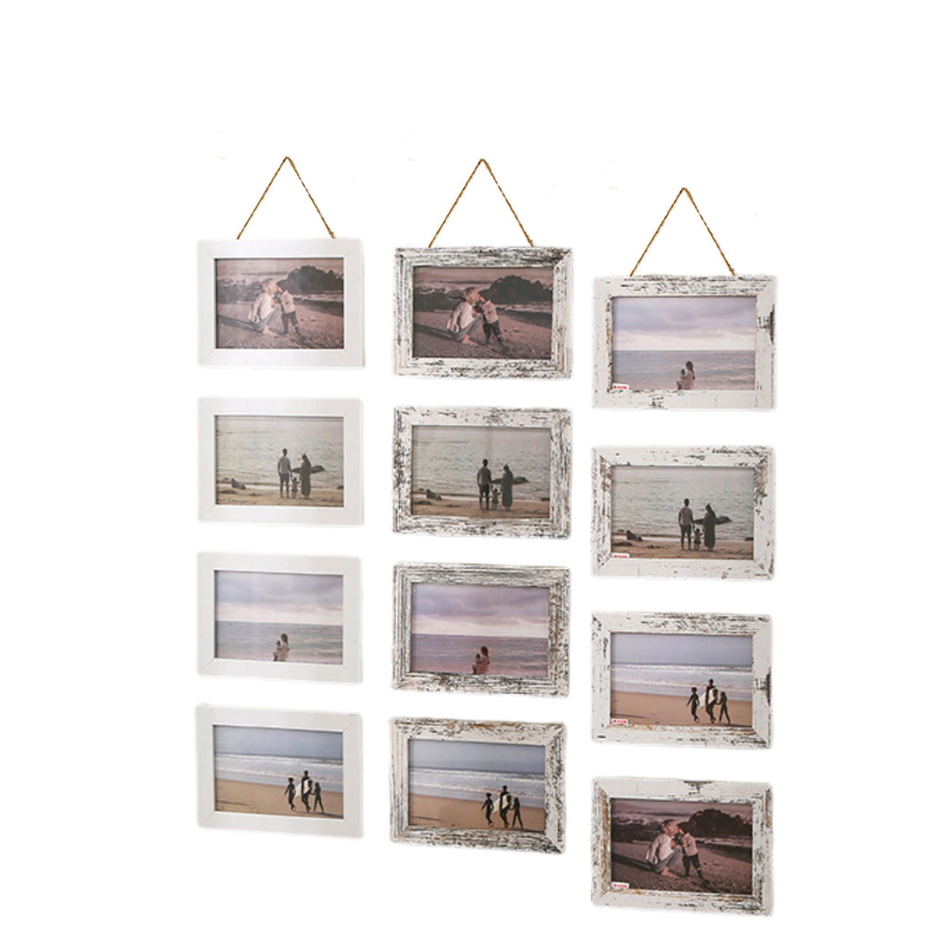 Vintage Modern Minimalist Rope Frame 6-Inch Triple Hanging Photo Wall Wooden Picture Frame Empty Handmade