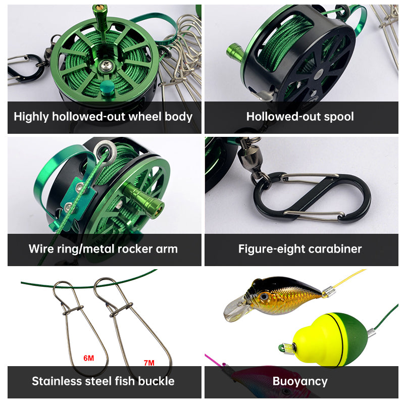 Stainless Steel Fishing Clip with Floats, 8 Clips Live Bait Hook Holder for Reel, Portable Fishing Tackle Tool