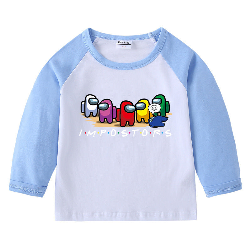 Children's round neck cartoon long sleeved shirt