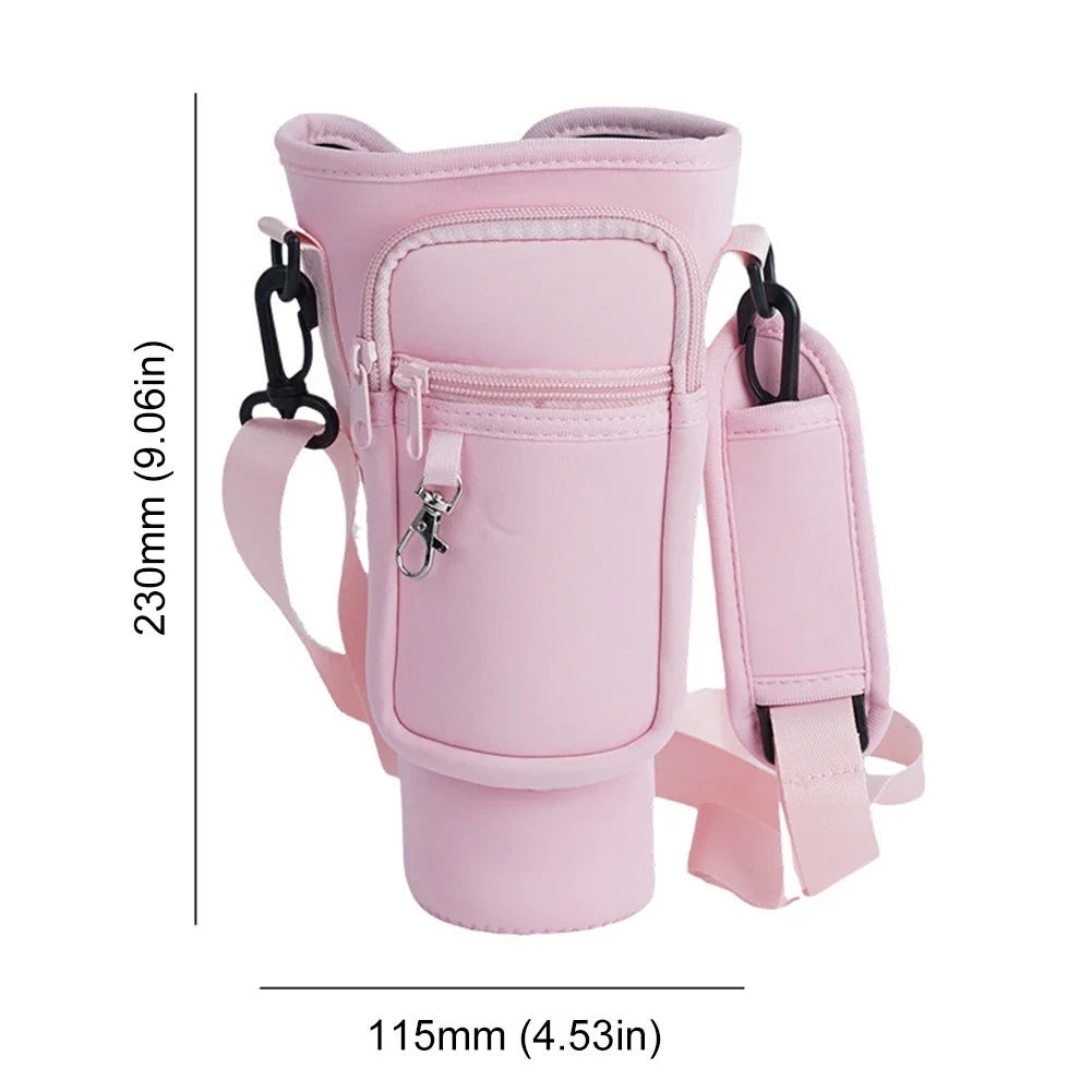40oz Neoprene Water Bottle Carrier Bag For Stanley Quencher Cup Sleeve with Adjustable Shoulder Strap Water Bottle Holder Pouch